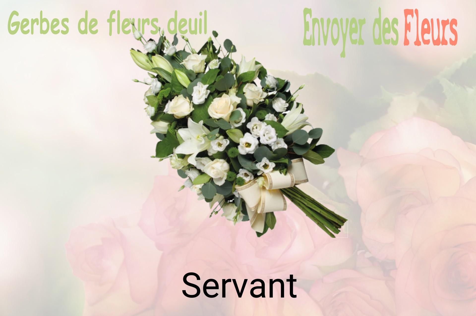 Gerbe de fleurs de deuil livrée à Servant